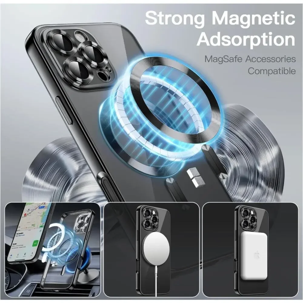 JETech Magnetic Case for iPhone 16 Pro Max MagSafe Black Clear NEW